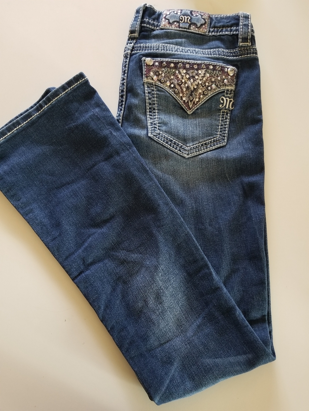 Miss Me Bootcut Jeans Embellished Pocket Y2K Western Glam Size 29